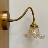 Wall lamp flexible cable tulip vintage amber glass