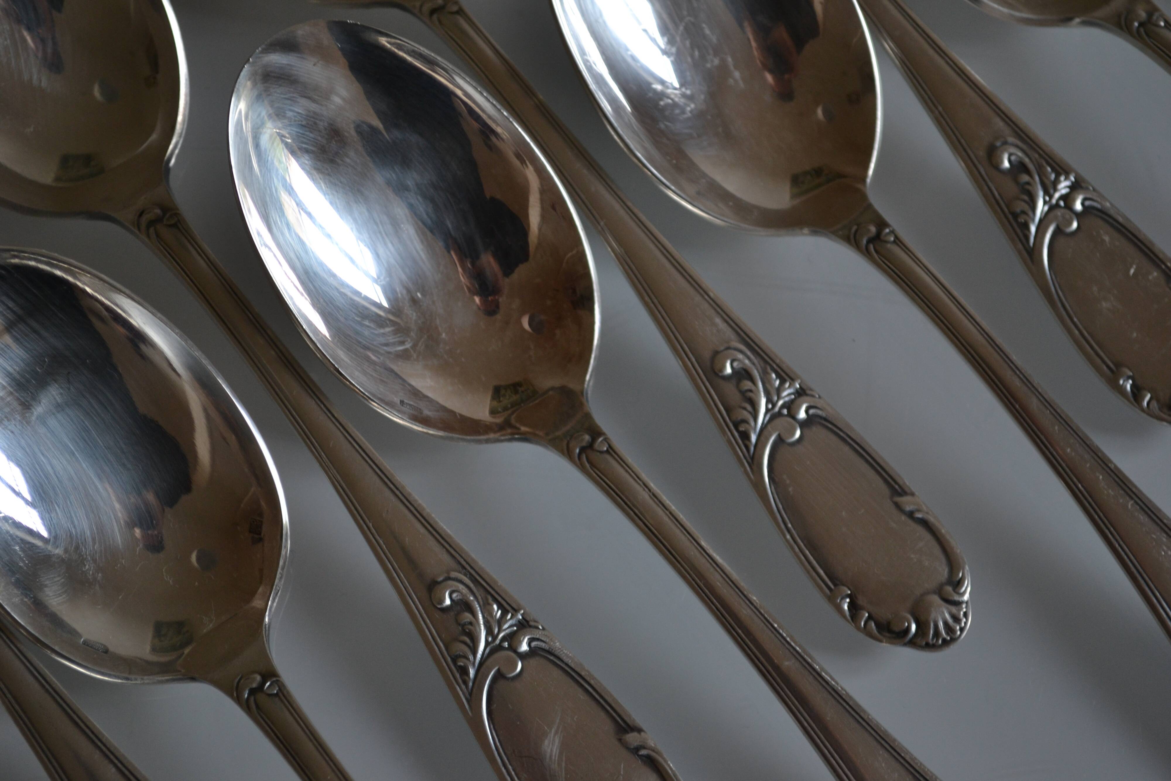 12 silver plated soup spoons Frionnet François
