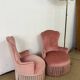 Paire de fauteuils crapaud rose poudré