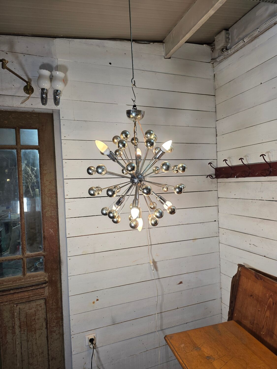1970s chrome metal Sputnik chandelier