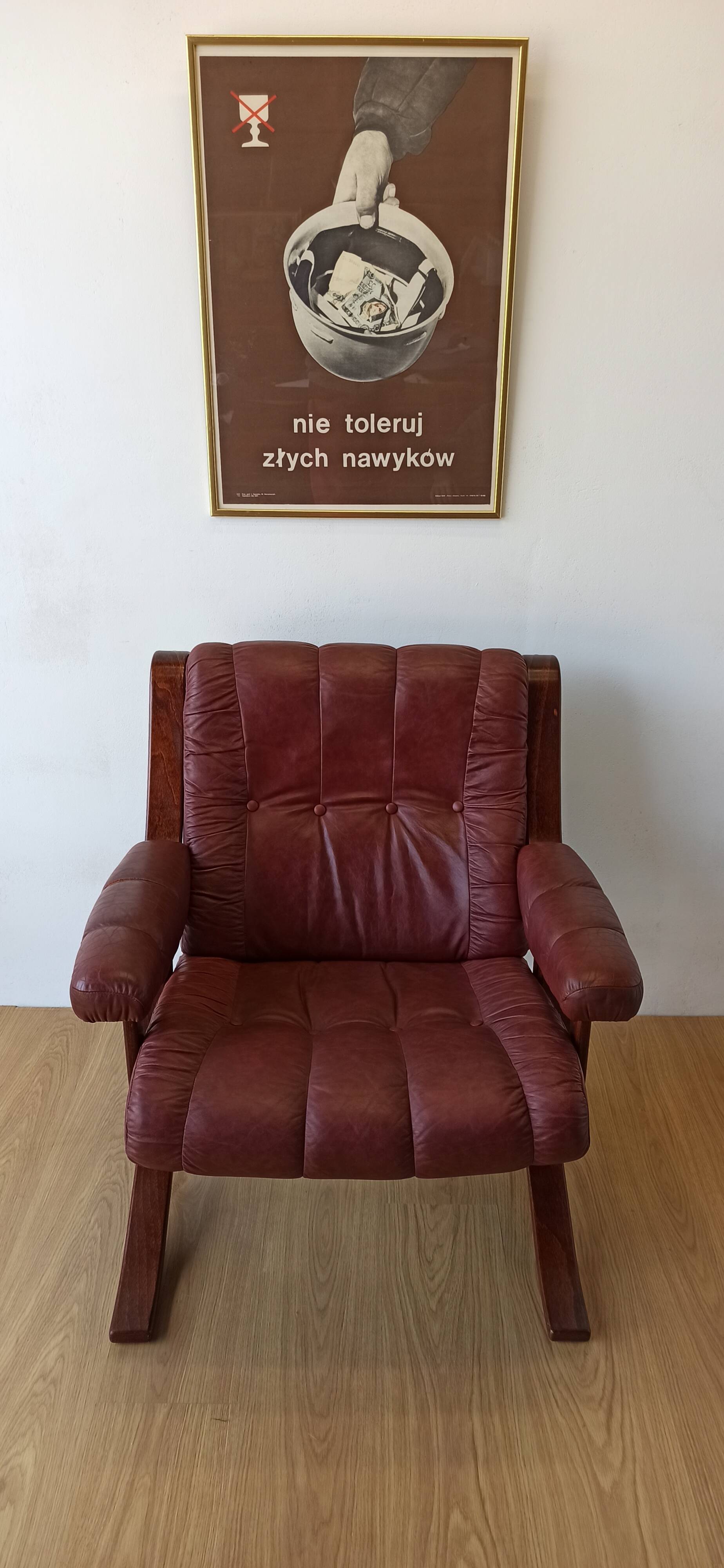 Scandinavian Mid-Century Modern Leather Easy Chairs by Ekornes 1970s.