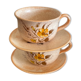 Duo tasse et sous tasses orangée à fleurs