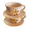 Duo tasse et sous tasses orangée à fleurs