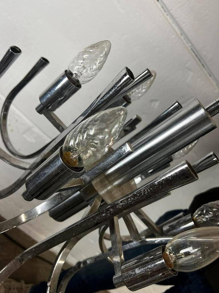 Lustre vintage chromé / suspension avec 6 points lumineux