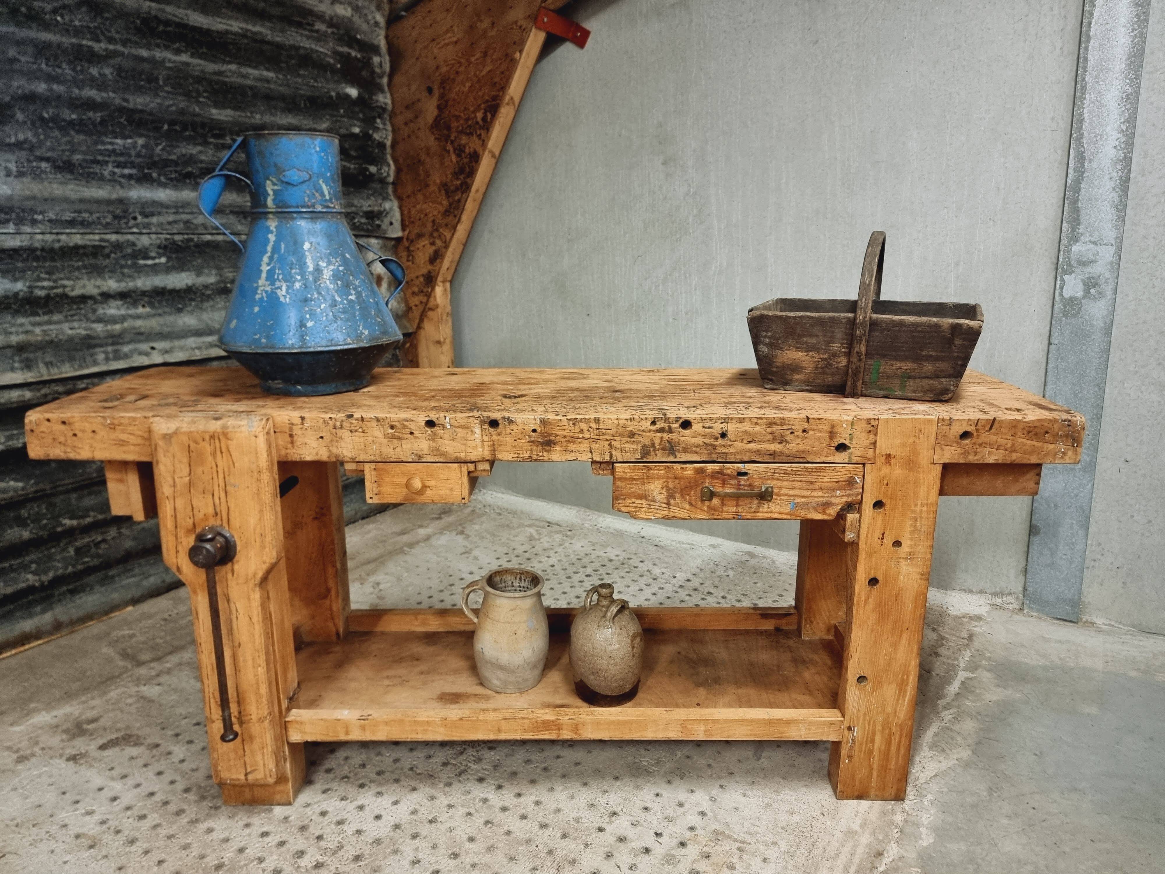 Old workbench side table bathroom furniture 48 x 193 cm