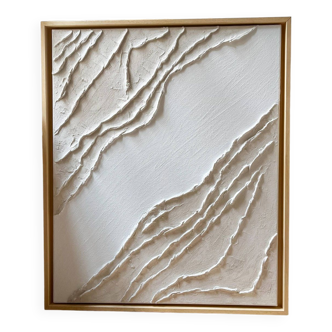 Tableau texturé relief blanc et crème