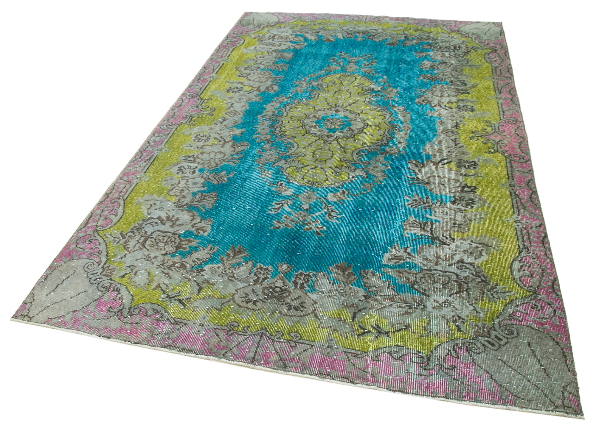 Handmade bohemian turkish 1970s 172 cm x 276 cm multicolor rug