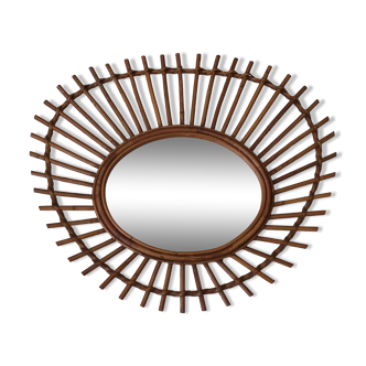 Vintage rattan mirror 1960