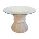 Table low round and white vintage rattan bamboo