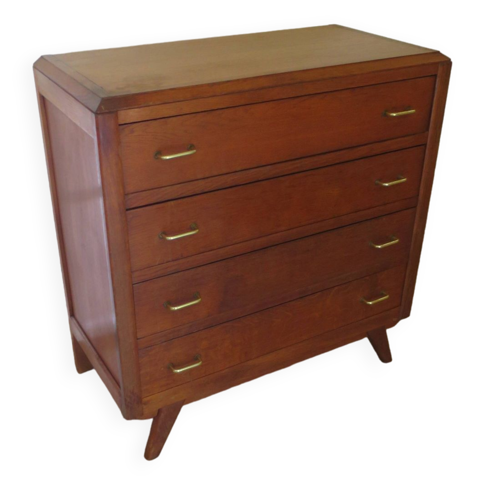 Pretty vintage chest of drawers - 4 drawers - 1960s - refined Scandinavian style - medium oak color