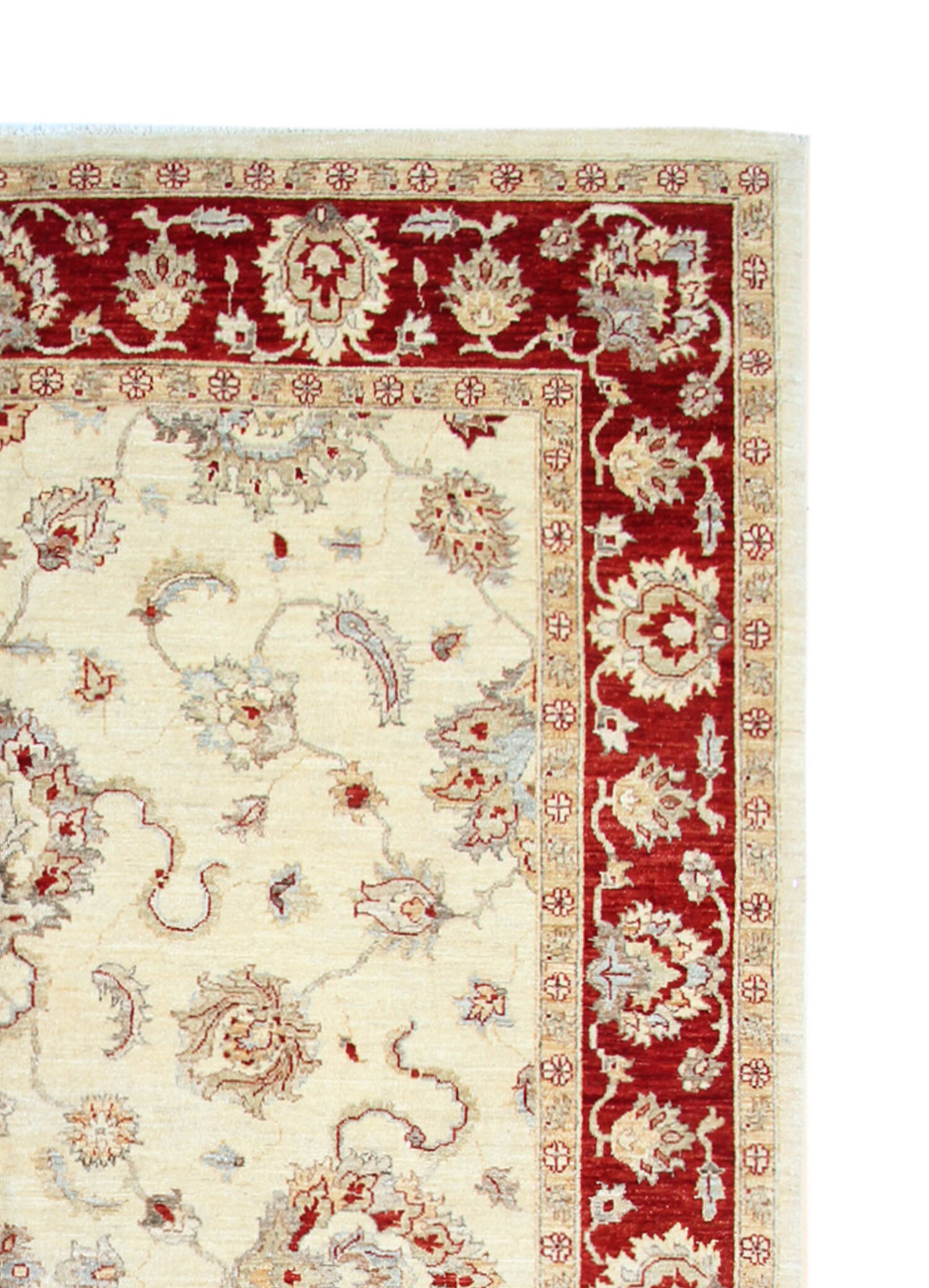 Red Cream Wool Ziegler Rug Handwoven Floral Carpet- 200x282