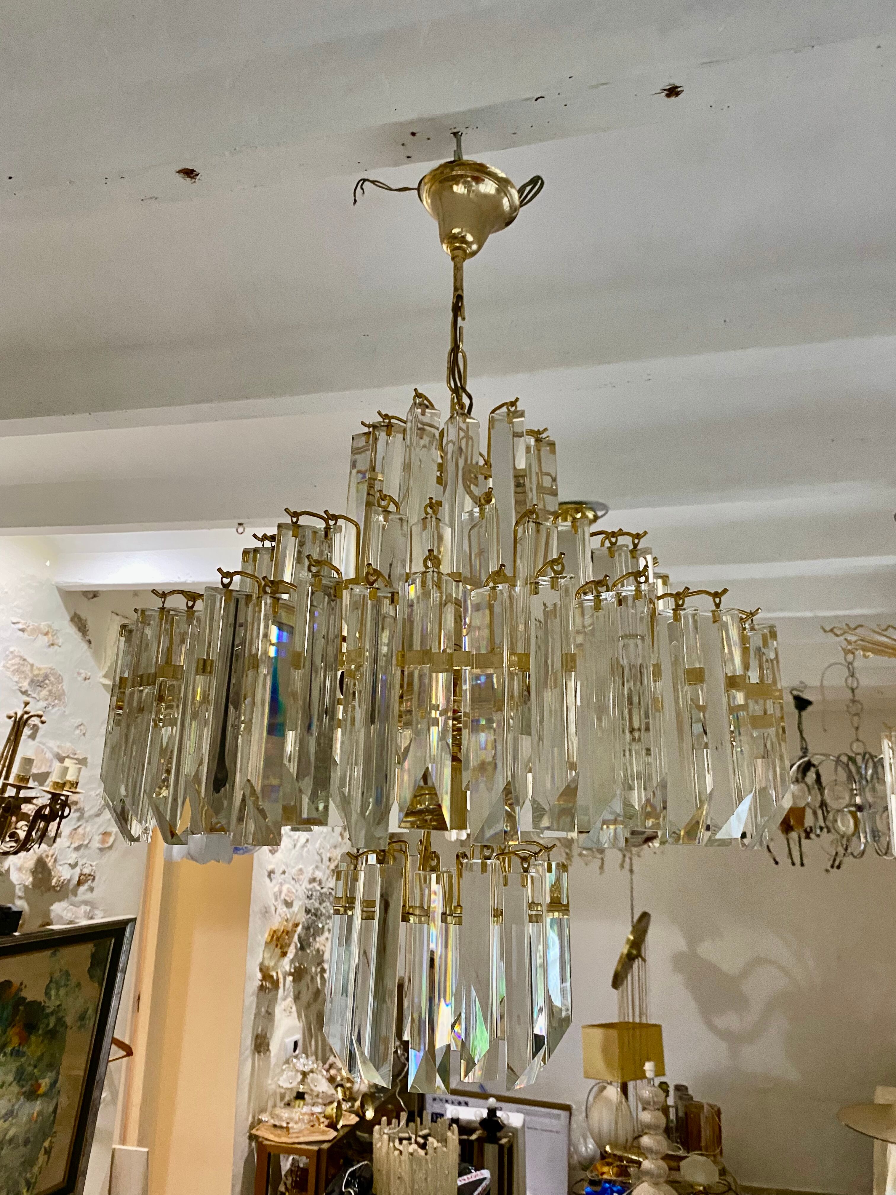 Venini chandelier murano iridescent glass