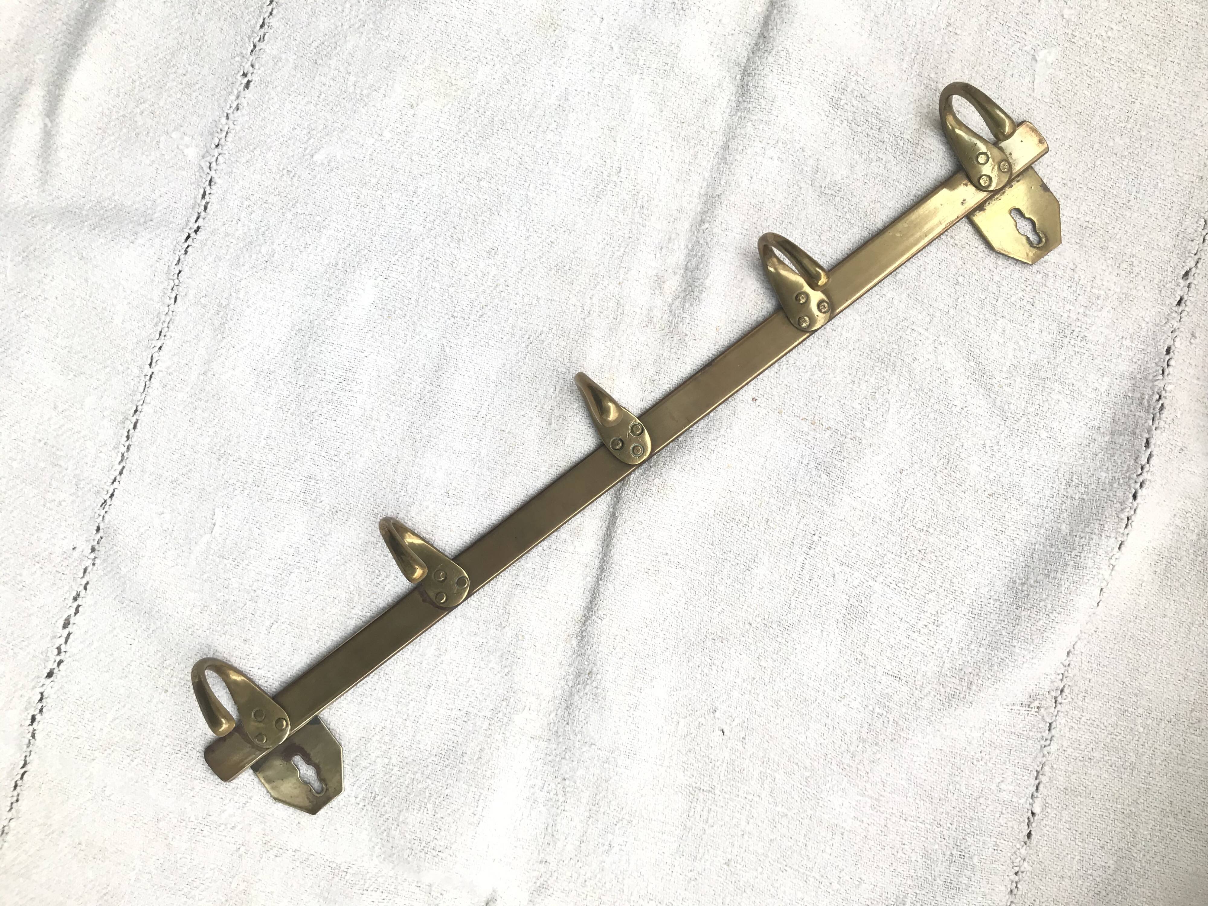 Brass wall patère 5 hooks