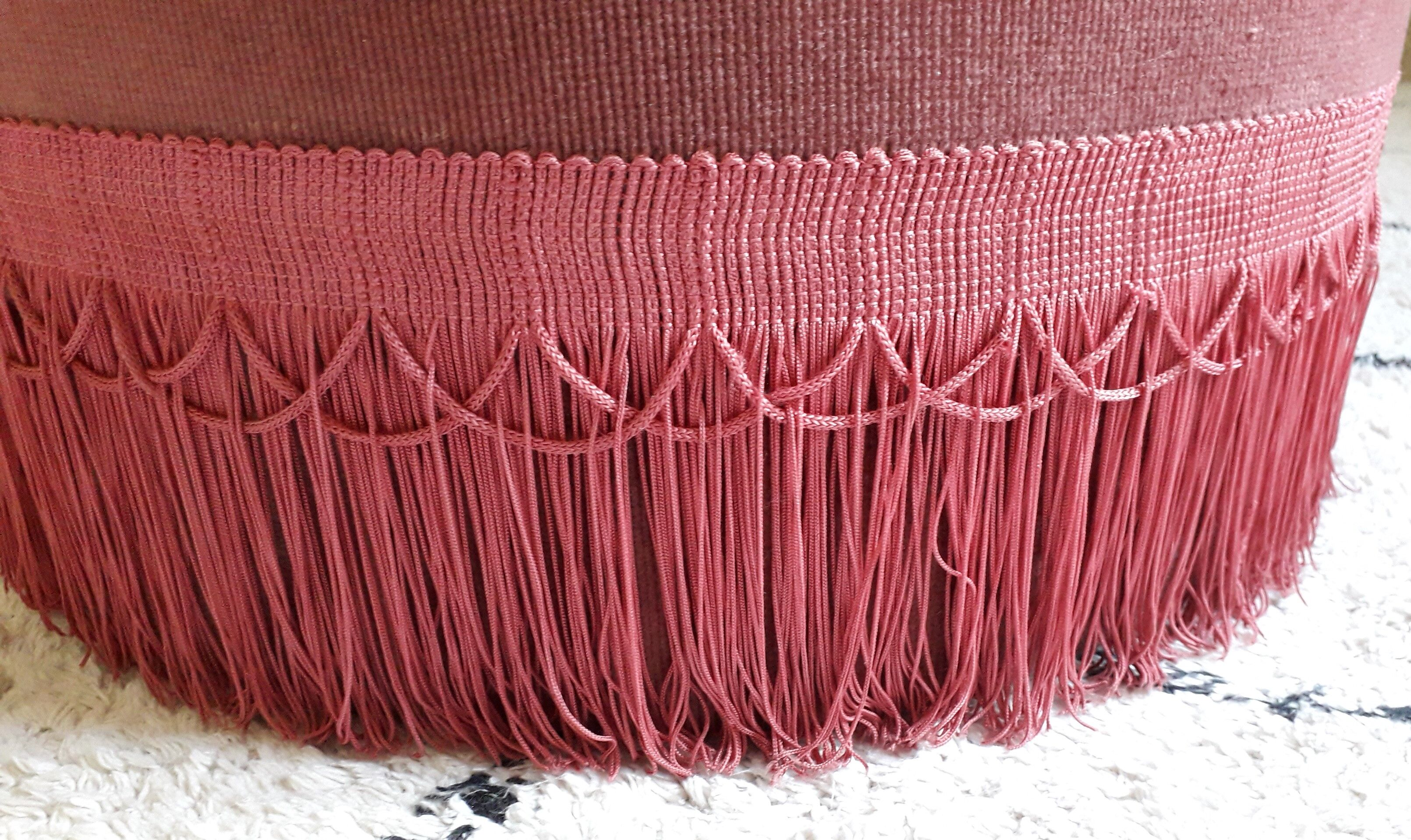 Velvet ottoman padded old pink