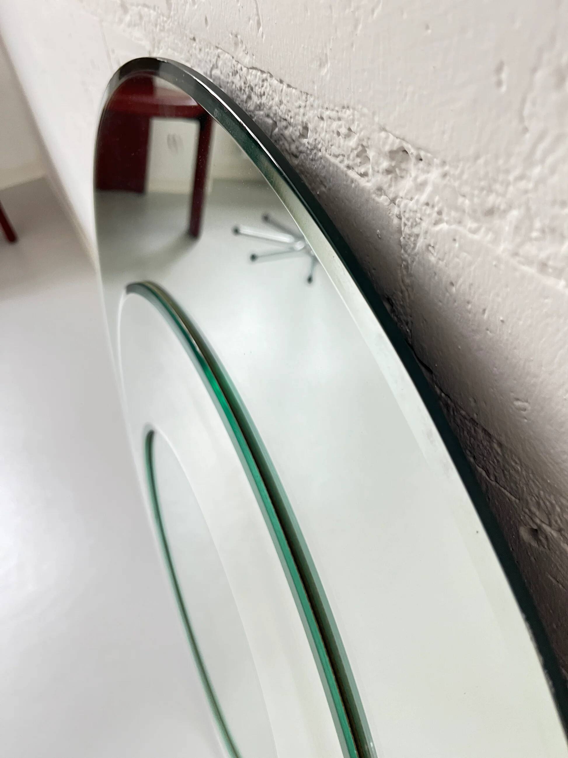 Vintage round concentric wall mirror, Italy, 1970s