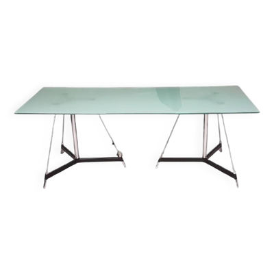 Table tripode italienne / plateau en verre mat / Gabriel Teixidós