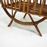 Italian Bamboo & Rattan Magazine Rack, 1950s