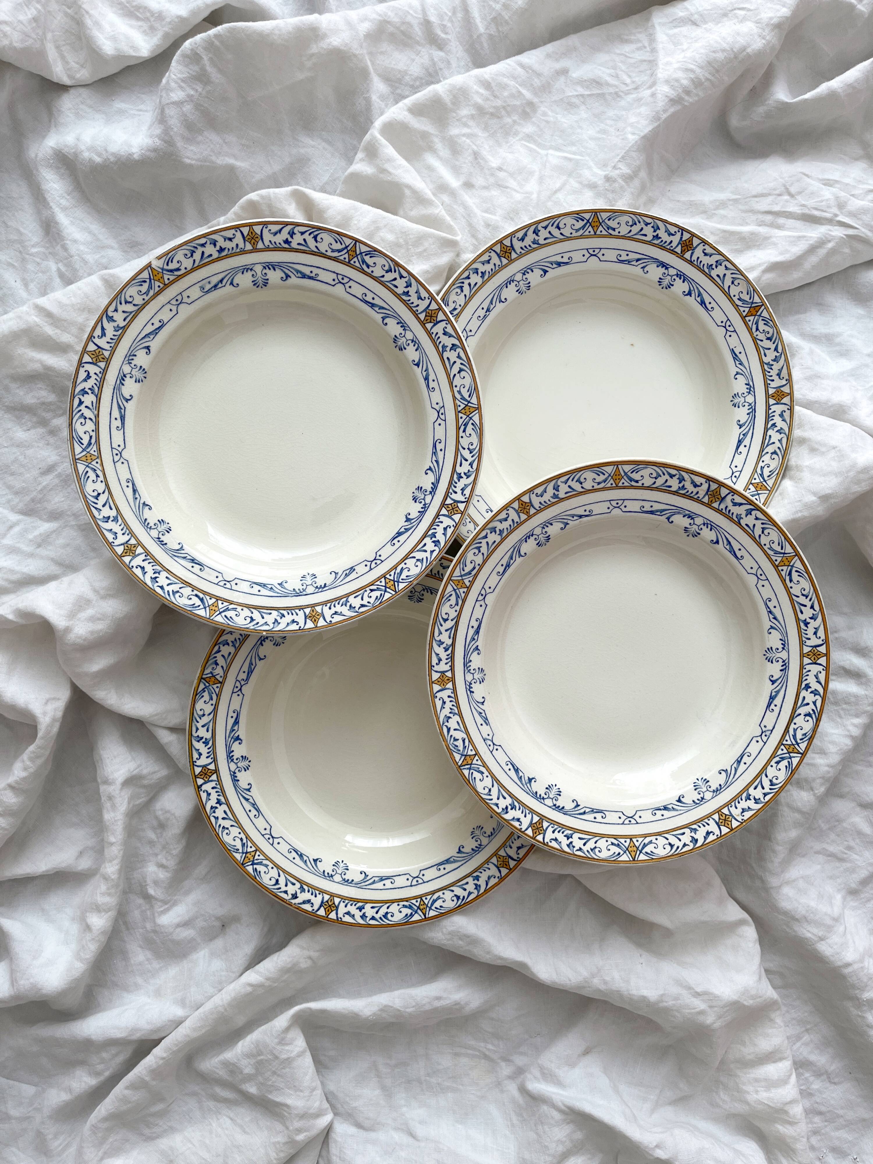 4 deep ironware plates “Colbert” Creil and Montereau