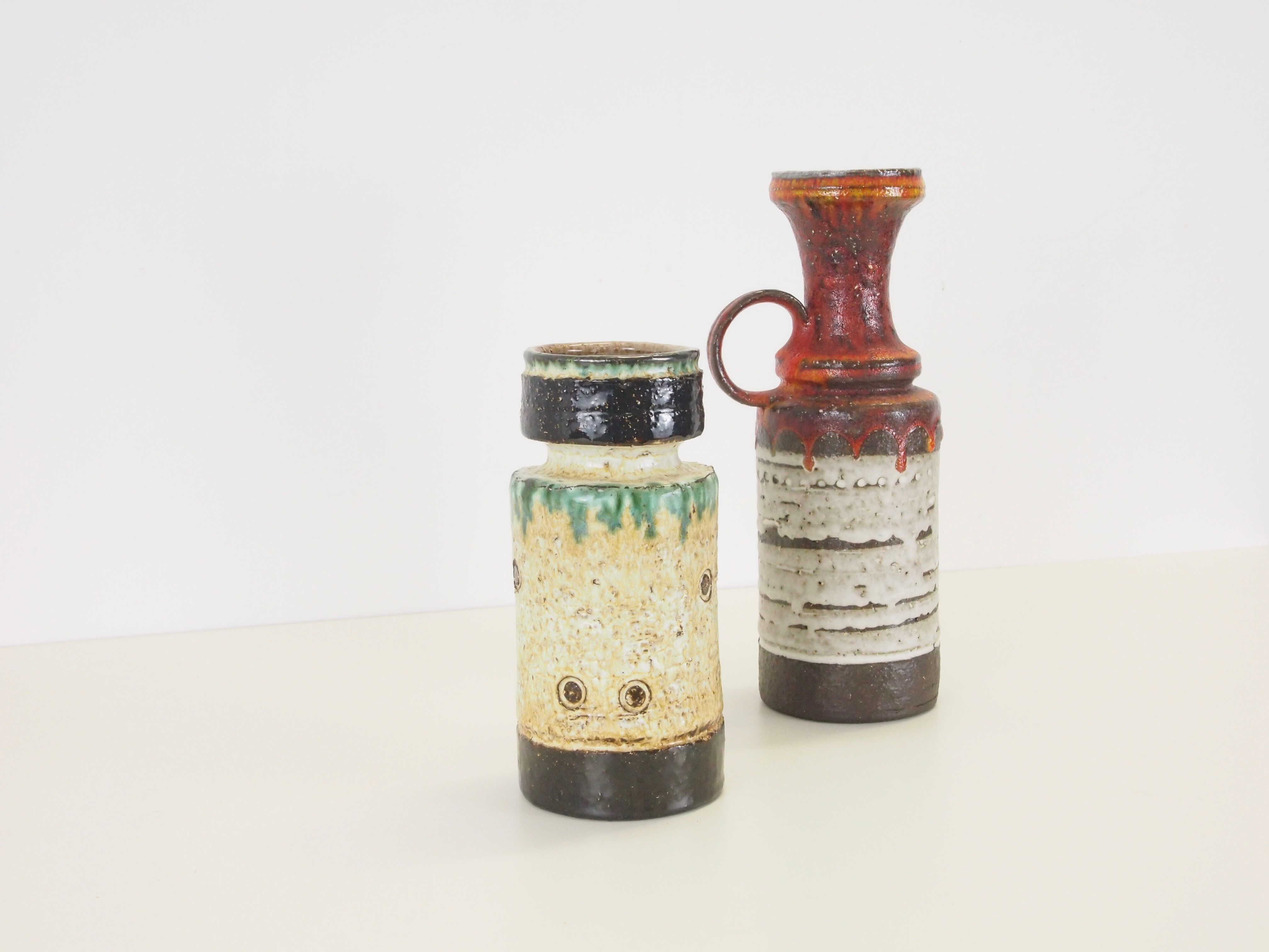 Set of 2 vintage mid century ceramic vases