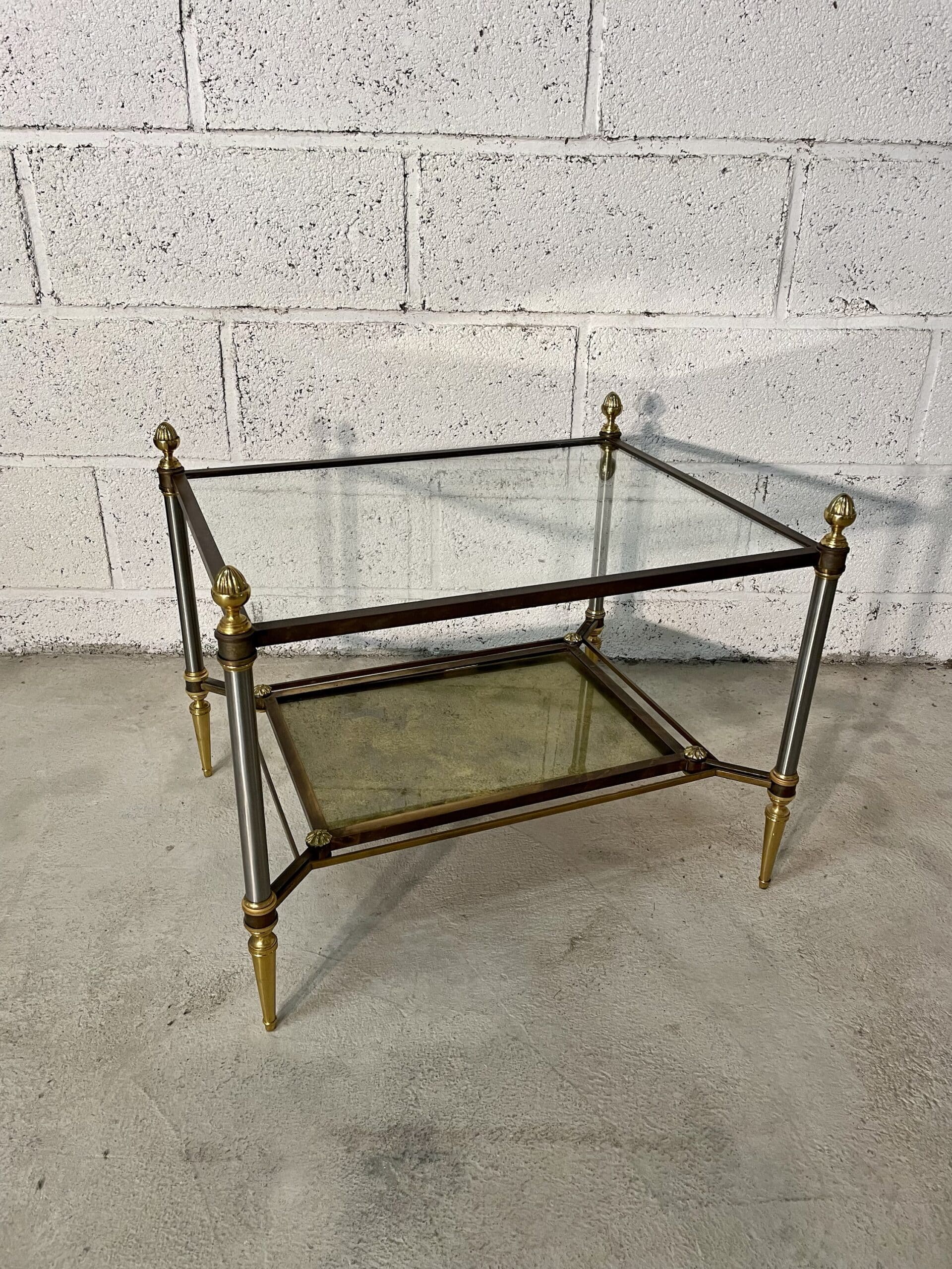 Brass, steel and patinated brass sofa end 1960