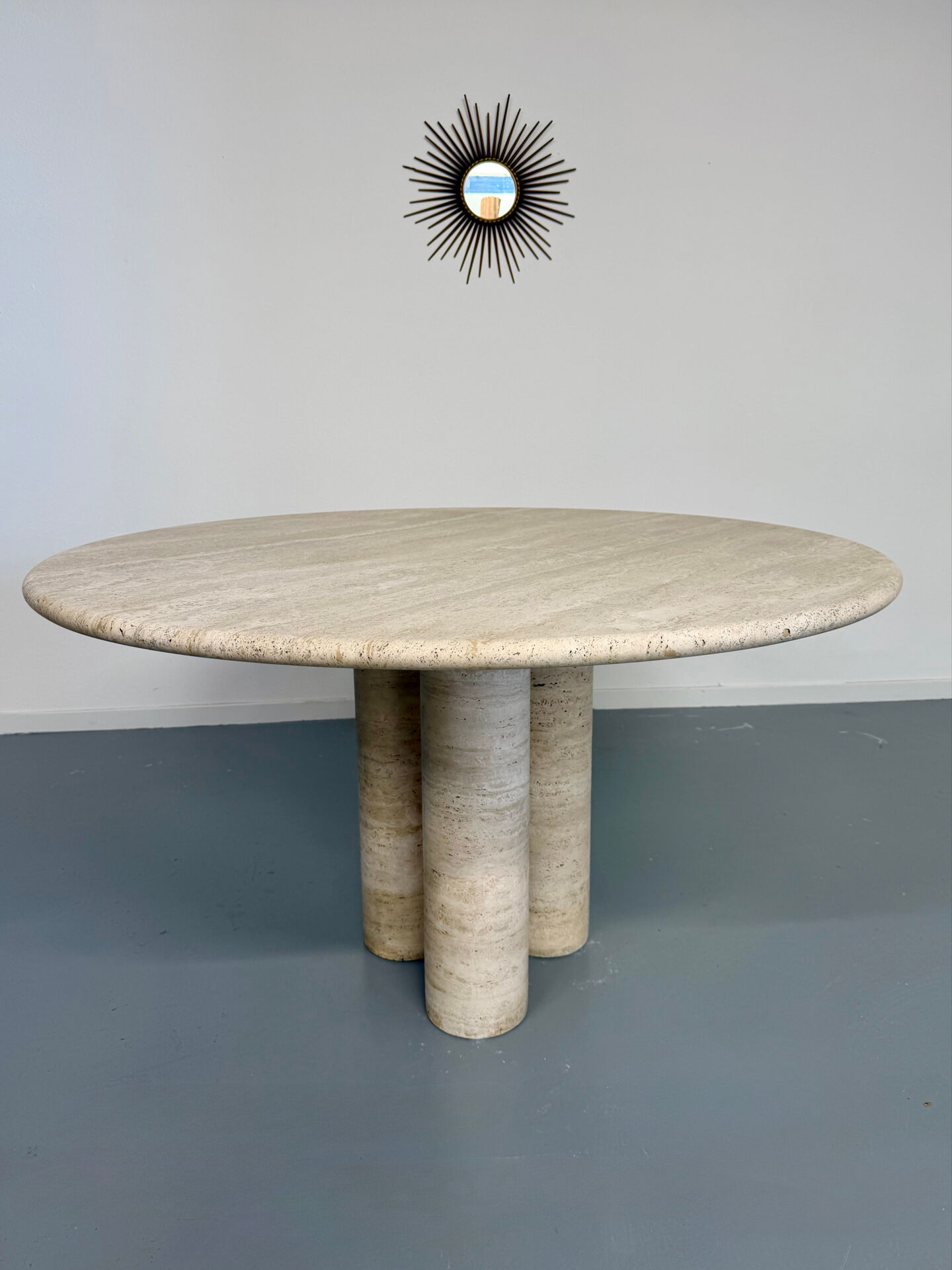 Large dining table Roche Bobois travertine Italian design 1970s