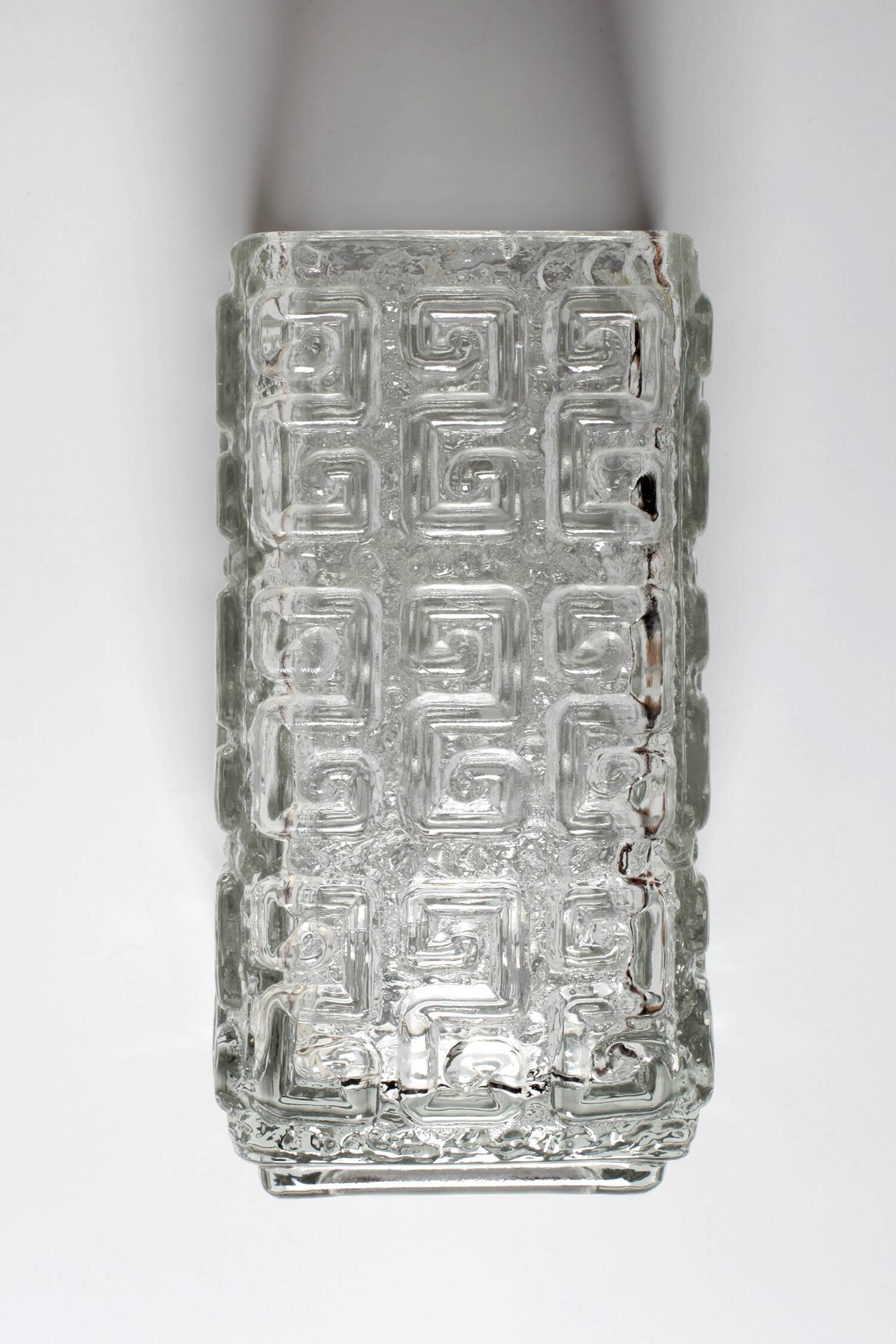 Vintage Clear Pressed Glass Vase Taalari by Tamara Aladin / Finland / 1969