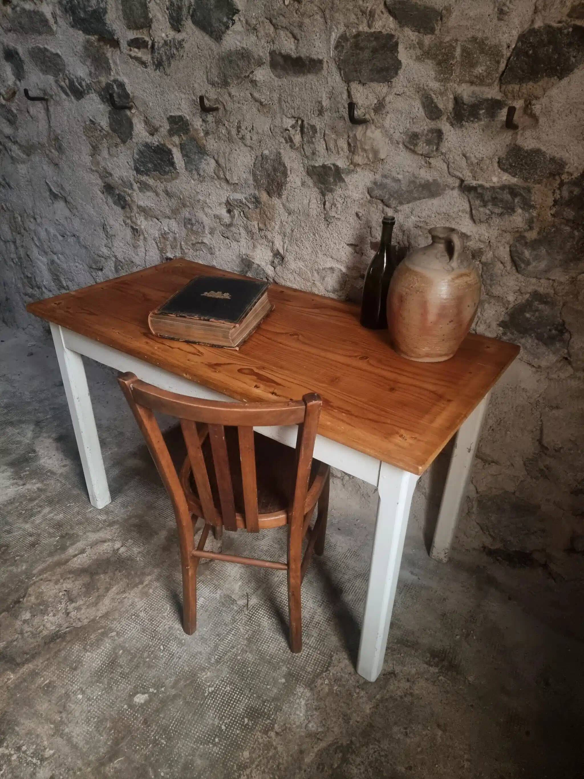 Vintage French farmhouse table, 1950s.