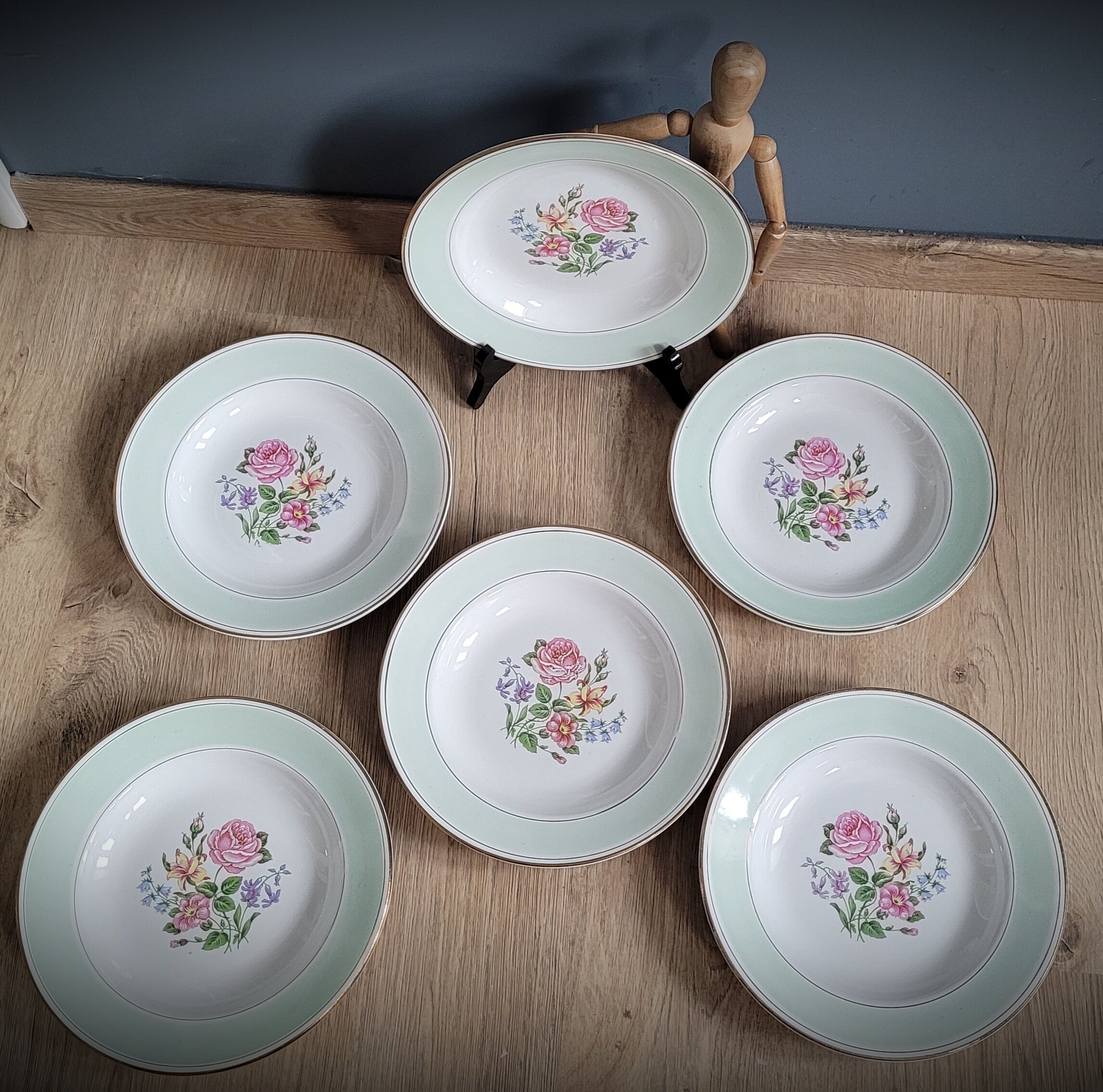Set 6 plates Amandinoise fleuries