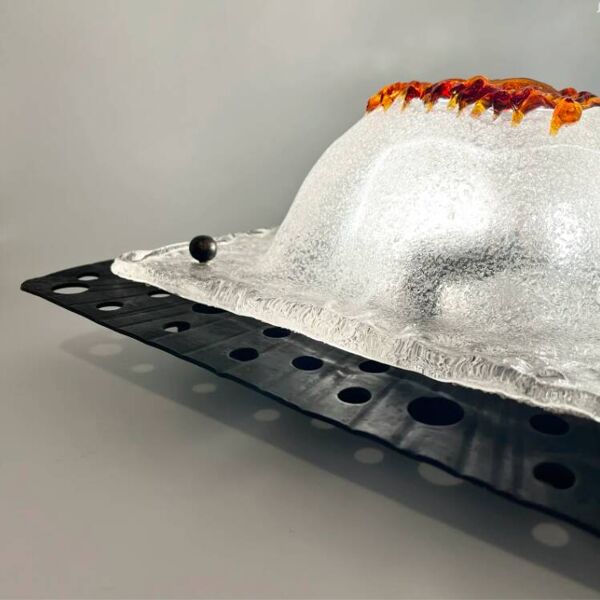 Applique (XXL) en fer forgé et verre de Murano pour Mazzega