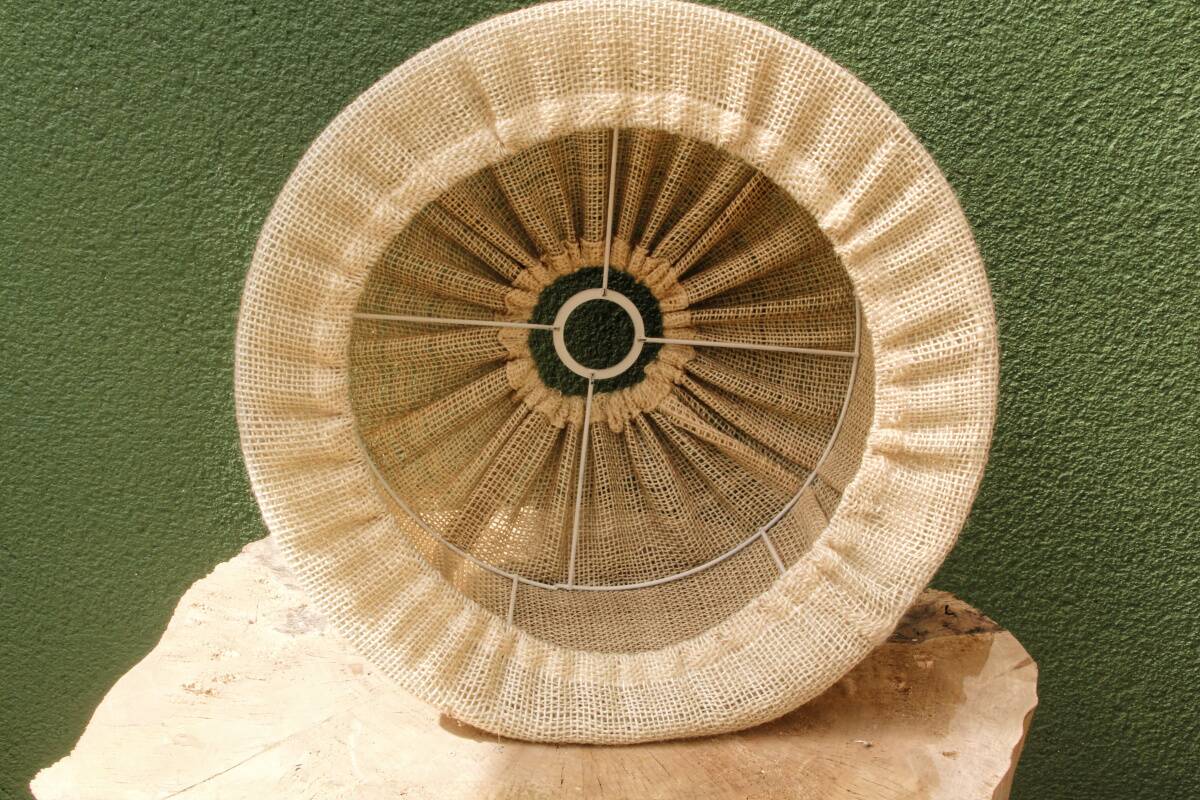 Lampshade, pendant light, 70s in wool and linen