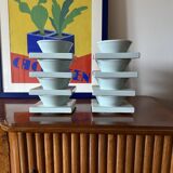 Set of 9 ceramic light blue ceramic bowls, I + I Italy, 1970s