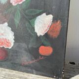 Bouquet de fleurs huile sur toile signé