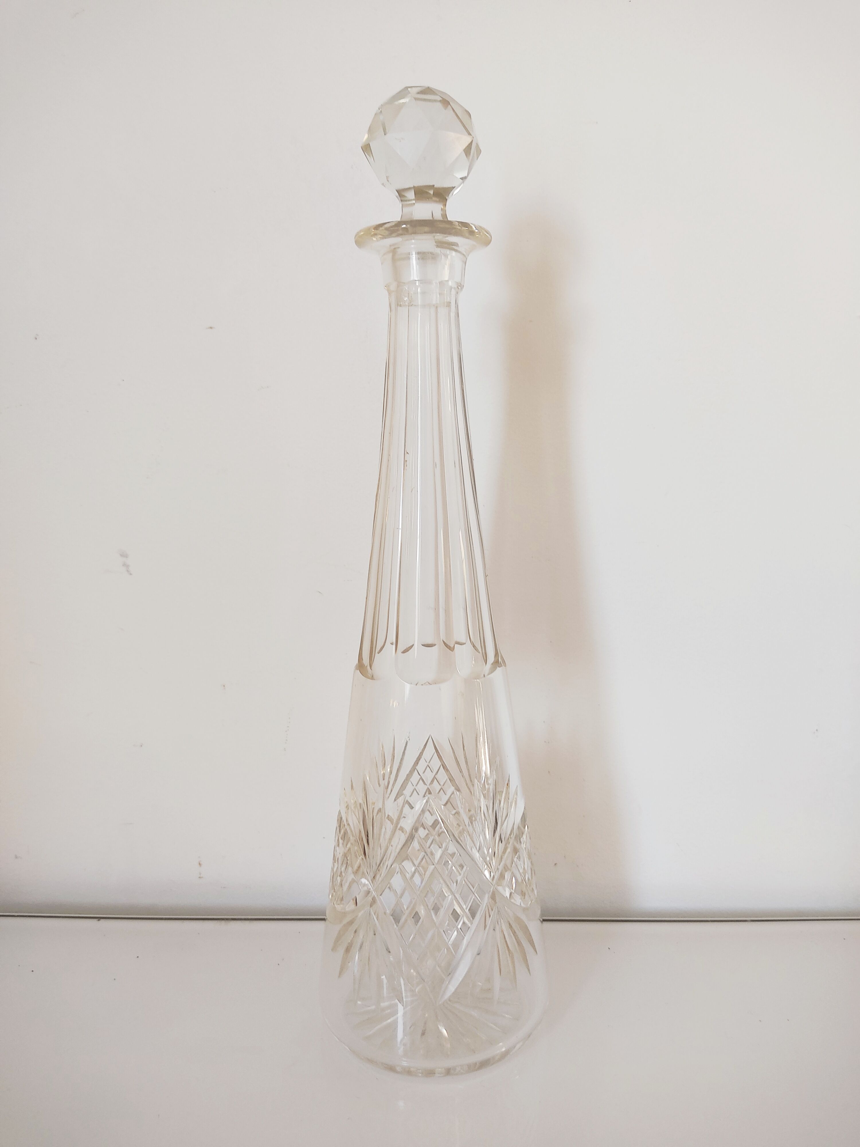 Carved glass decanter