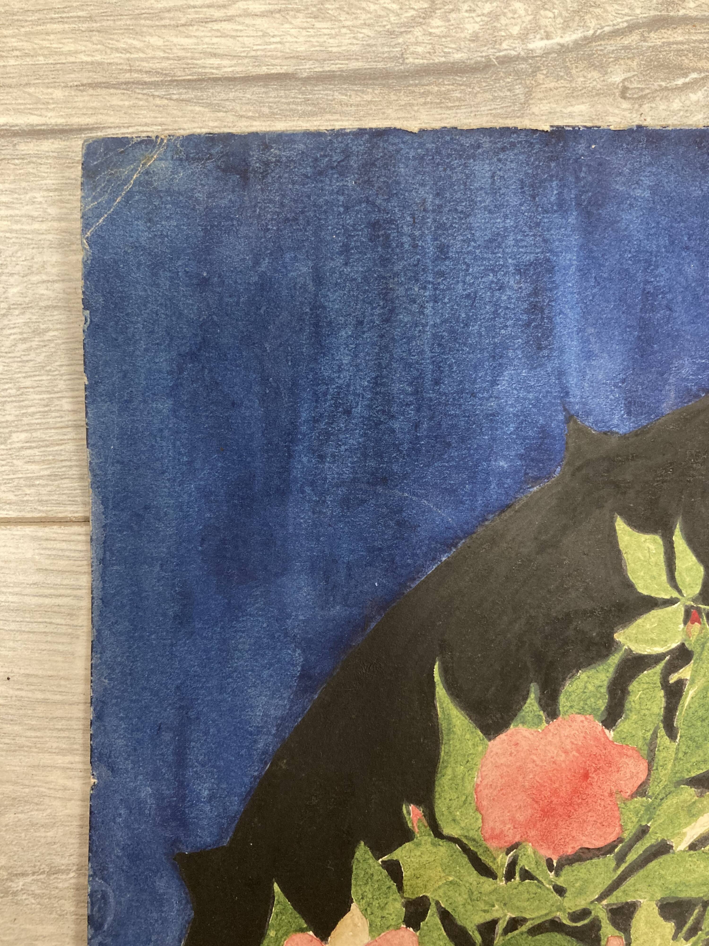 Watercolor with vintage fan