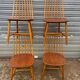 Set of 4 vintage beech chairs with teak seat