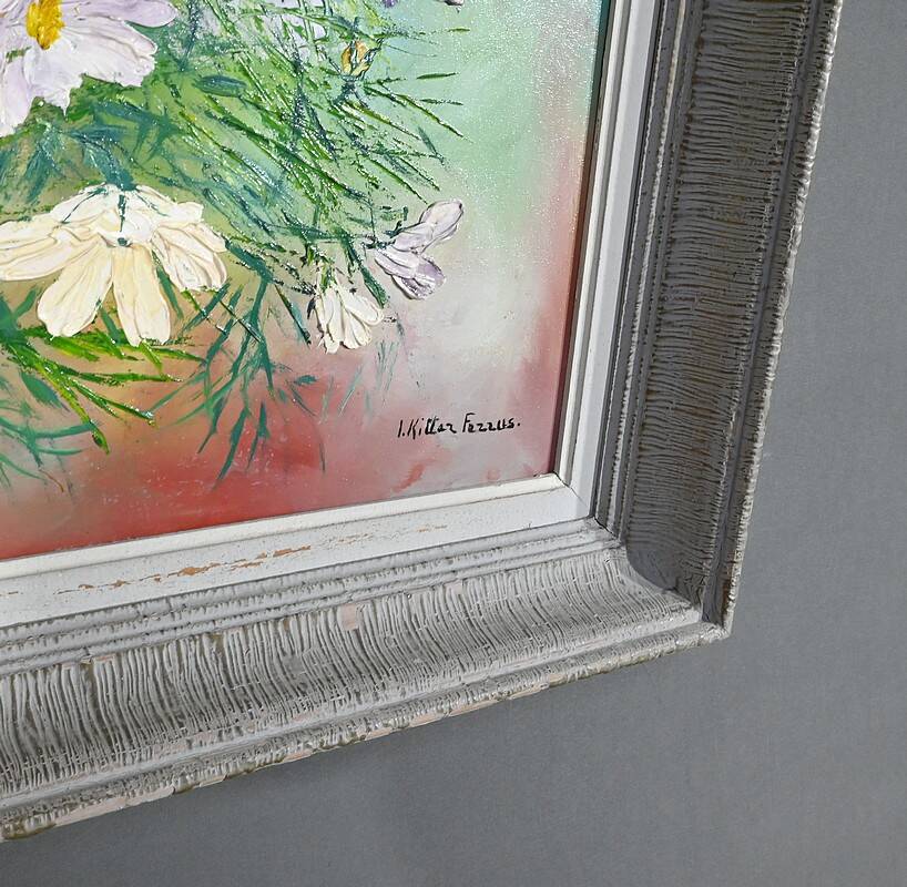 Oil on Panel “Wild Flowers” by I. Kitter Ferrus – Mid 20th Century