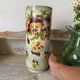 Large tubular vase in Choisy-le-Roi earthenware, decorated with pansies.