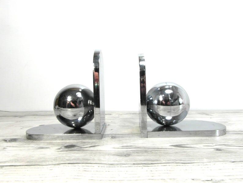 Heavy chrome metal bookends