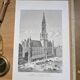 Brussels City Hall, Belgium, printed illustration from 1878.