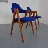 Set of Compass Chairs in Teak and Kvadrat Hallingdal 65 by Kai Kristiansen for Schou Andersen, 1960s
