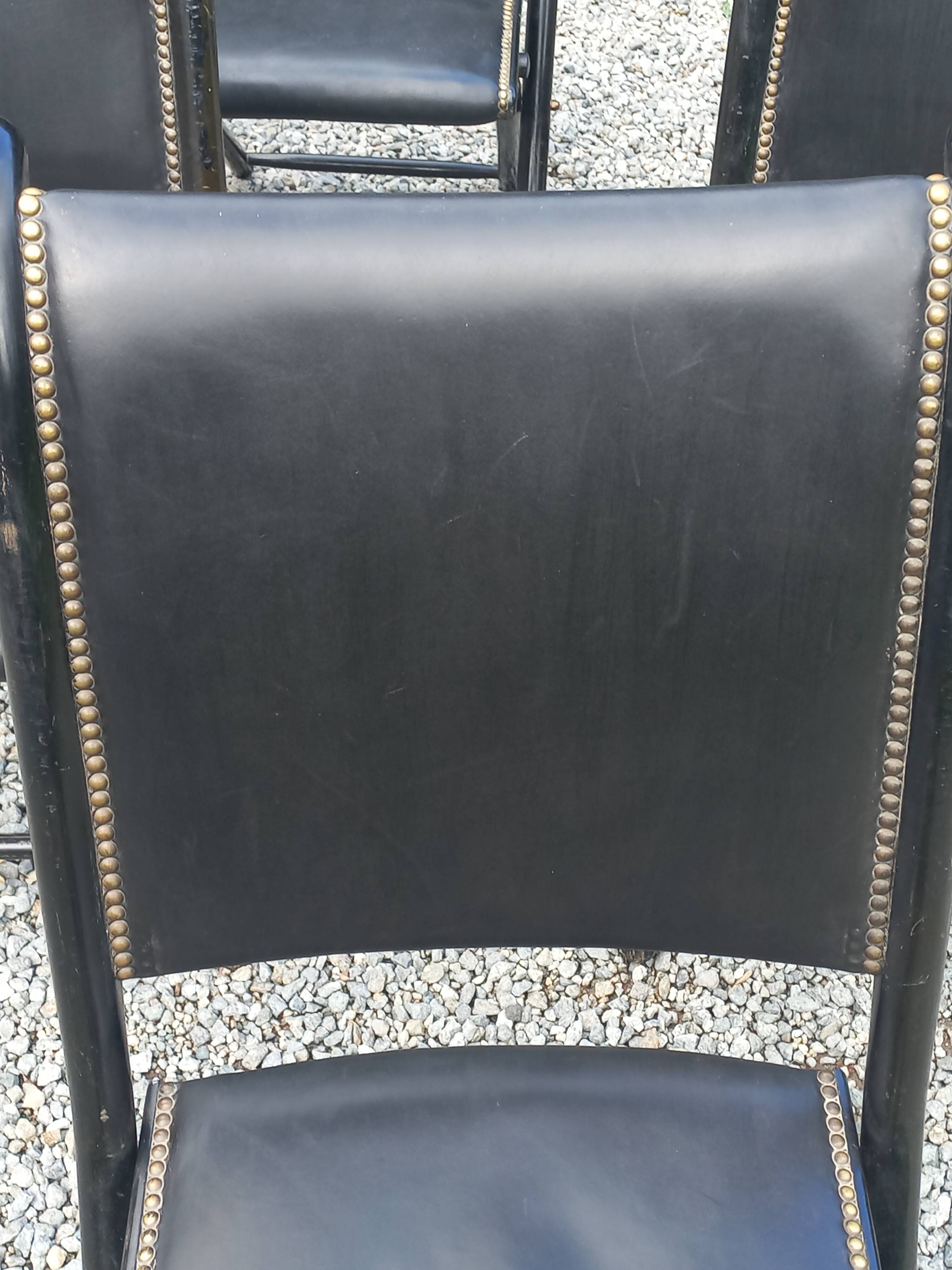 Set of 6 folding chairs, 70s design, 3 leather, 3 moleskin