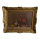 Oil on canvas still life with samovar 20th century gilded stucco frame