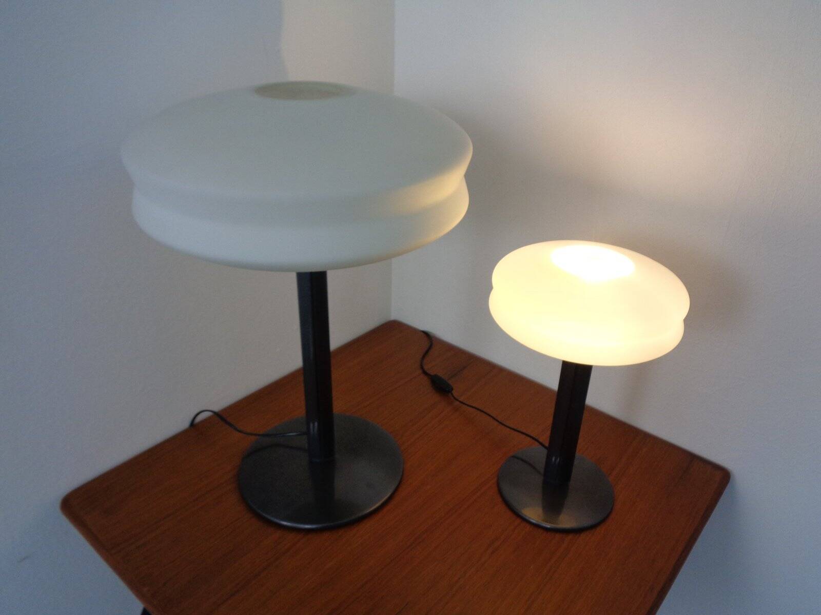 Italian Opal Glass Lamps by Stefano Marcato, Set of 2