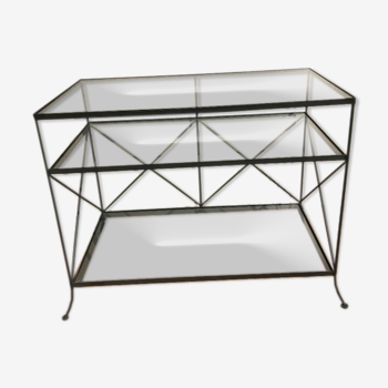 Forged iron and glass console