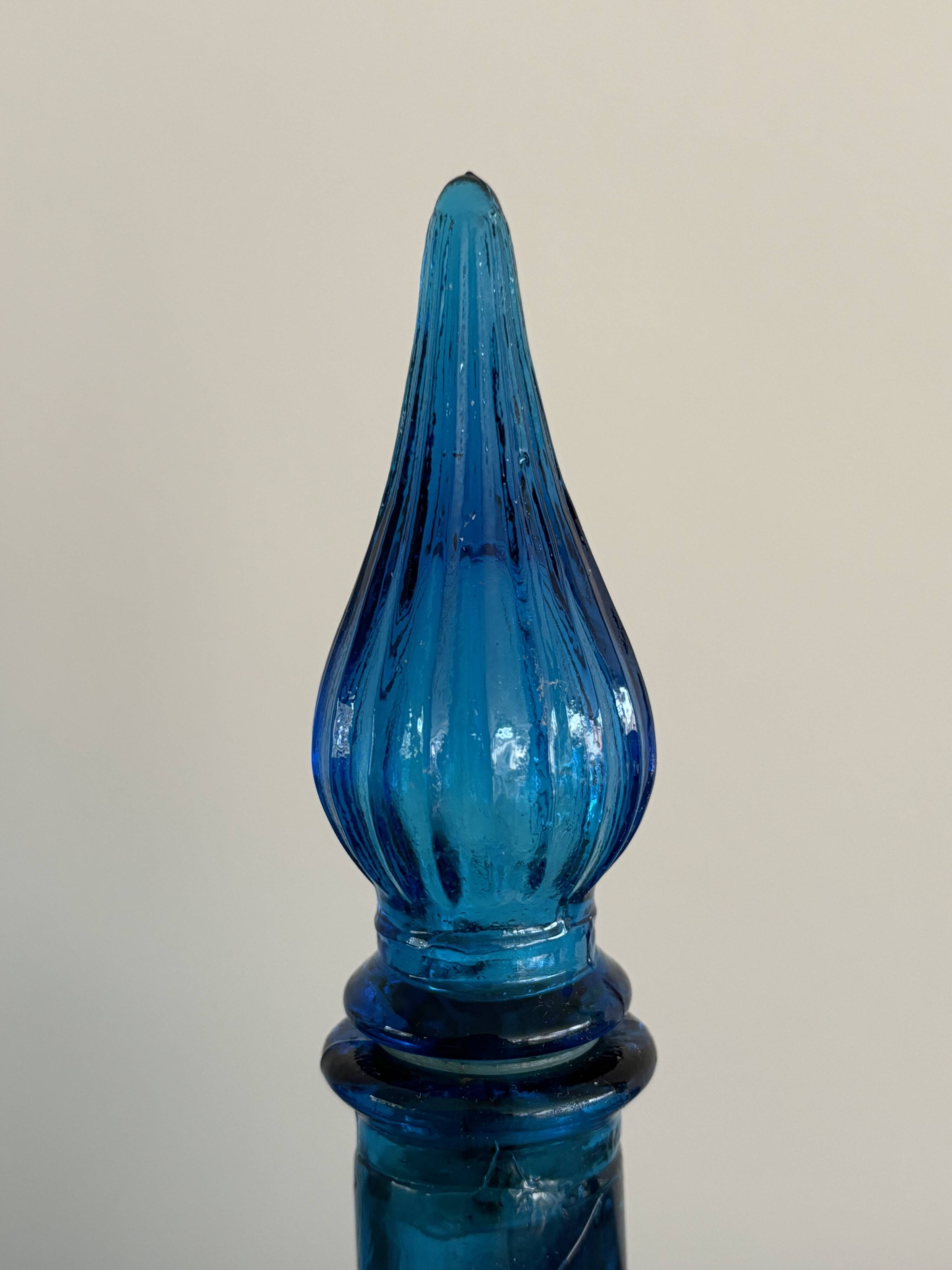 Vintage Empoli Glass Decanter with Stopper, Italy, 1960s