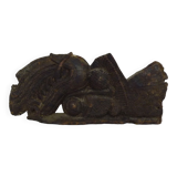 Piece of Indonesian wooden basrelief, chameleon. XIXth