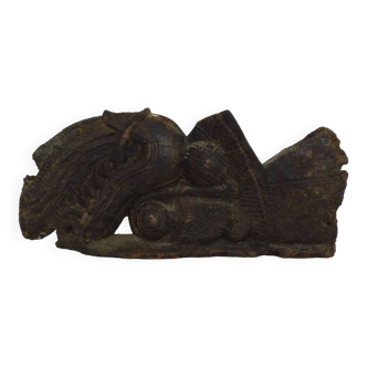 Piece of Indonesian wooden basrelief, chameleon. XIXth