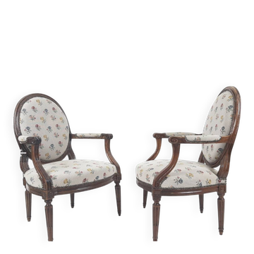 Pair of Louis XVI style armchairs