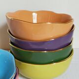 Six vintage multicolored ceramic bowls-cups