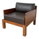 Modernist armchair in exotic wood and leather